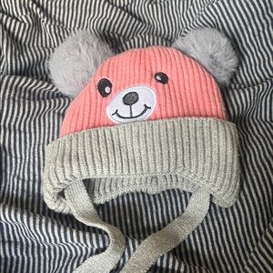 Adorable Pink and Gray Bear Ear Hat for Kids
